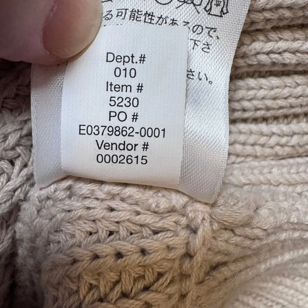 Eddie Bauer Women’s XS Cable Knit Cardigan Sweater 100% Cotton Beige Button